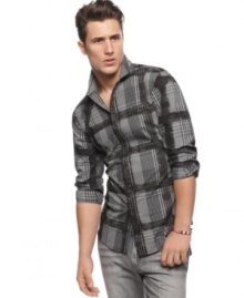 Check this out: bold patterns like this big plaid shirt from from INC International Concepts raise your style game.