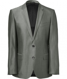 Elegant jacket in fine, grey wool and cotton blend - Fabric has a subtle sheen - Single-breasted style with two-button closure and deep, narrow-cut lapels - Chest pocket and flap pockets at sides - Straight, slightly longer cut through the torso - Polished and classically cool, seamlessly transitions from day to evening - Pair with a button down and slim trousers or chinos Elegant jacket in fine, grey wool and cotton blend - Fabric has a subtle sheen - Single-breasted style with two-button closure and deep, narrow-cut lapels - Chest pocket and flap pockets at sides - Straight, slightly longer cut through the torso - Polished and classically cool, seamlessly transitions from day to evening - Pair with a button down and slim trousers or chinos