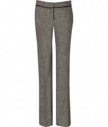 Finish your look with a polish of immaculate tailoring in Derek Lams salt and pepper stretch wool trousers, finished with a flared leg perfect for showcasing menswear favorite lace-ups - Back slit pockets, hook closure, tailored fit - Pair with modern knits and jet black accessories