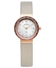 A rosy, feminine watch from the Danish experts at Skagen Denmark.