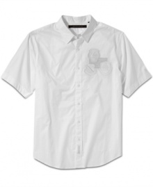 Break away from boring weekend wear with this big and tall short-sleeved oxford from Sean John. Break away from boring weekend wear with this big and tall short-sleeved oxford from Sean John.