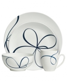 Vera Wang combines her passions for skating and design in the everyday fine Glisse place settings. An indigo-blue ribbon follows the path of a twirling figure skater, sweeping across smooth, snow-white bone china with modern grace. Vera Wang combines her passions for skating and design in the everyday fine Glisse place settings. An indigo-blue ribbon follows the path of a twirling figure skater, sweeping across smooth, snow-white bone china with modern grace.