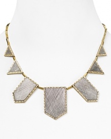 Inject House of Harlow 1960's edgy, bohemian glamor into your accessories portfolio with this 14-karat gold and silver plated necklace, accented by engraved geometric stations.