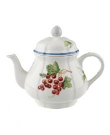 The Cottage Inn teapot is the perfect way to liven up afternoon tea. Lush, dancing clusters of ripened blueberries, raspberries and cherries are a stunning contrast on creamy white porcelain and lend every meal a touch of traditional elegance. The Cottage Inn teapot is the perfect way to liven up afternoon tea. Lush, dancing clusters of ripened blueberries, raspberries and cherries are a stunning contrast on creamy white porcelain and lend every meal a touch of traditional elegance.