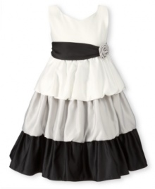 This dress by Princess Faith is simply stunning. She'll feel fantastic showing off this bubble tiered skirt and unique mixed color style. This dress by Princess Faith is simply stunning. She'll feel fantastic showing off this bubble tiered skirt and unique mixed color style.