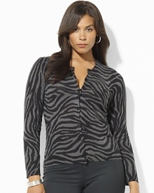 Amp up your look with this statement-making zebra-print cardigan, rendered in a sumptuous silk-cashmere blend for an always appropriate amount of warmth. Amp up your look with this statement-making zebra-print cardigan, rendered in a sumptuous silk-cashmere blend for an always appropriate amount of warmth.