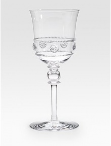 Old-world style and elegant details define this utterly charming goblet, handmade and mouthblown with dimensional detail in fine glass. From the Isabella Collection Handmade 12-oz. capacity 8 high Dishwasher safe Imported Old-world style and elegant details define this utterly charming goblet, handmade and mouthblown with dimensional detail in fine glass. From the Isabella Collection Handmade 12-oz. capacity 8 high Dishwasher safe Imported