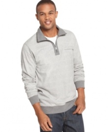 With a sporty quarter-zip style, this Geoffrey Beene sweater puts some zip on your weekend wardrobe. With a sporty quarter-zip style, this Geoffrey Beene sweater puts some zip on your weekend wardrobe.