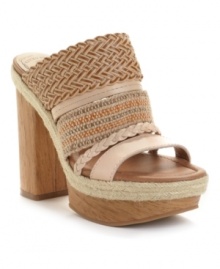 A wonderful assortment of straps with differing fabrics and designs make the Mika sandals from Lucky Brand a retro must-have. The tall platform and chunky heel add to the bohemian appeal.