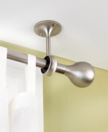 Hanging drapes or curtains in hard-to-fit places is not a problem with these convenient ceiling mount brackets. Each bracket secures into the ceiling or wall to create a sturdy system of support for your hanging rod. Featuring a versatile matte finish, these metal brackets complement most styles of decor. Hanging drapes or curtains in hard-to-fit places is not a problem with these convenient ceiling mount brackets. Each bracket secures into the ceiling or wall to create a sturdy system of support for your hanging rod. Featuring a versatile matte finish, these metal brackets complement most styles of decor.