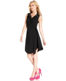 Exposed zipper details add edge to this feminine RACHEL Rachel Roy wrap dress -- perfect for a sweet but not saccharine look!