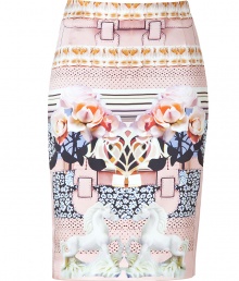 Bring instant style to your separates with this statement-making printed silk skirt from London It designer Mary Katrantzou - Classic pencil silhouette, all-over elaborate print, back slit, concealed side zip closure - Wear with a billowy blouse, a bold shoulder blazer, and platform heels Bring instant style to your separates with this statement-making printed silk skirt from London It designer Mary Katrantzou - Classic pencil silhouette, all-over elaborate print, back slit, concealed side zip closure - Wear with a billowy blouse, a bold shoulder blazer, and platform heels