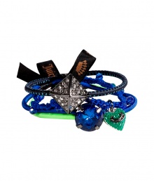 Add polish to your ponytail with Juicy Coutures rhinestone embellished hair elastics - Set of 3 elastics with metallic and rhinestone accents - Dress up your tresses, or wear as a cute accent around your wrist Add polish to your ponytail with Juicy Coutures rhinestone embellished hair elastics - Set of 3 elastics with metallic and rhinestone accents - Dress up your tresses, or wear as a cute accent around your wrist
