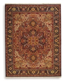 This Windsor rug from the English Manor Collection symbolizes the perfect symmetry and balance found in architecture of the infamous Windsor Castle, home to the Queen of England. This timeless design captures attention with a versatile color palette of red, indigo, ivory, yellow, caramel, terra cotta, blue and green, all specially dyed to create a graduated, vintage look. Each is woven in luxuriously soft New Zealand wool and finished with Krastan's patented Luster-Wash(tm) process for an antique-like find.