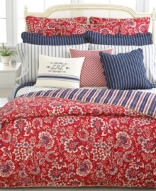 Lauren by Ralph Lauren's Villa Martine bedskirt features a dramatic red floral motif for a look of coastal countryside charm.