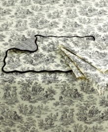 Have your meals in the French countryside with the reversible toile and check-patterned Rustic Life table runner. Scenes from another era tell a story in black or crimson on pure cotton from Waverly. With quilted finish and scalloped edge. Have your meals in the French countryside with the reversible toile and check-patterned Rustic Life table runner. Scenes from another era tell a story in black or crimson on pure cotton from Waverly. With quilted finish and scalloped edge.