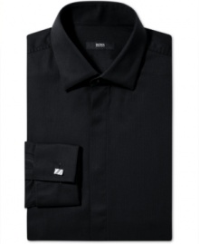 Turn off the brights. Tone down with this sophisticated shirt from Hugo Boss. Turn off the brights. Tone down with this sophisticated shirt from Hugo Boss.