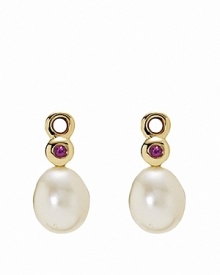 Elevate basic french wire or hoop earrings with PANDORA's elegant 14K gold, freshwater pearl, and pink sapphire charms.