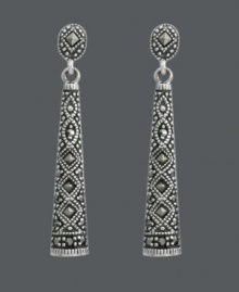 Dazzling marcasite lends these drop earrings an ornate feel. Genevieve & Grace earrings crafted in sterling silver. Approximate drop: 1-1/2 inches.