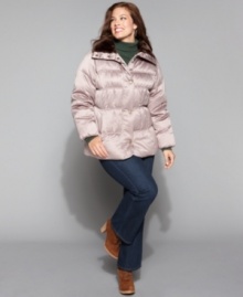 Easy to throw on with just about anything, this short plus size puffer from Larry Levine keeps you warm every day of the week. (Clearance) Easy to throw on with just about anything, this short plus size puffer from Larry Levine keeps you warm every day of the week. (Clearance)