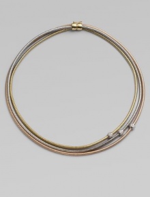 EXCLUSIVELY AT SAKS. A modern, multi-row design of snake chains in three gorgeous tones of gold embellished with diamond accented beads. 18k gold, white gold and rose goldDiamonds, .27 tcwLength, about 16Magnetic closure with safety claspMade in Italy EXCLUSIVELY AT SAKS. A modern, multi-row design of snake chains in three gorgeous tones of gold embellished with diamond accented beads. 18k gold, white gold and rose goldDiamonds, .27 tcwLength, about 16Magnetic closure with safety claspMade in Italy
