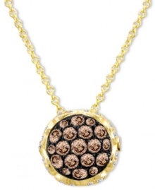 Sumptuous sparkle at its finest. Le Vian's pretty oval-shaped pendant features round-cut chocolate diamonds (1/2 ct. t.w.) and white diamond accents. Setting and chain crafted in 14k gold. Approximate length: 18 inches. Approximate drop: 3/8 inch. Sumptuous sparkle at its finest. Le Vian's pretty oval-shaped pendant features round-cut chocolate diamonds (1/2 ct. t.w.) and white diamond accents. Setting and chain crafted in 14k gold. Approximate length: 18 inches. Approximate drop: 3/8 inch.