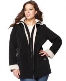 A contrast lining adds a stylish touch to this Nautica plus size coat perfect for damp spring days -- an everyday value! A contrast lining adds a stylish touch to this Nautica plus size coat perfect for damp spring days -- an everyday value!