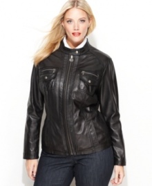 What's more luxurious than soft, supple leather? Treat yourself to an MICHAEL Michael Kors' plus size motorcycle jacket - an edgy but essential piece that you'll wear for years to come!