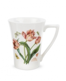 A must-have for discerning china collectors and true nature lovers, this Botanic Garden mug by Portmeirion features colorful butterflies and pink parrot tulips with true-to-life detail. A must-have for discerning china collectors and true nature lovers, this Botanic Garden mug by Portmeirion features colorful butterflies and pink parrot tulips with true-to-life detail.