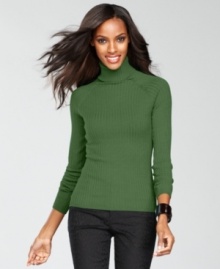 It's time to build up your fall wardrobe, and no piece is more essential than INC's ribbed knit turtleneck sweater. Wear it as-is now or layer it with vests, jackets and more as the temperature drops.