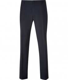 With their sharp modern fit and classic shade of luxe navy virgin wool, Burberry Londons Mansell trousers put a chic, sartorial spin on workwear - Flat front, side and buttoned back slit pockets, sharply creased leg, hidden hook and button closures, zip fly, belt loops, unfinished hemline for custom tailoring - Modern slim fit, narrow straight leg - Team with the matching blazer and a flawless button-down for work, or dress down with a pullover and Chelsea boots for weekday sophistication