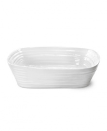 From celebrated chef and writer, Sophie Conran, comes incredibly durable dinnerware for every step of the meal, from oven to table. A ribbed texture gives this rectangular roaster/lasagna dish the charming look of traditional hand thrown pottery. From celebrated chef and writer, Sophie Conran, comes incredibly durable dinnerware for every step of the meal, from oven to table. A ribbed texture gives this rectangular roaster/lasagna dish the charming look of traditional hand thrown pottery.