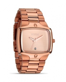 Refinement redefined, this rose gold plated piece from Nixon is one to watch. Crafted of stainless steel with advanced Japanese quartz movement, it perfects a balance of fashion and function. Refinement redefined, this rose gold plated piece from Nixon is one to watch. Crafted of stainless steel with advanced Japanese quartz movement, it perfects a balance of fashion and function.
