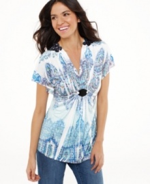 This head-turning petite tunic from Style&co. features a lace inset in the back and a punchy print. A must-have for pairing with jeans! This head-turning petite tunic from Style&co. features a lace inset in the back and a punchy print. A must-have for pairing with jeans!