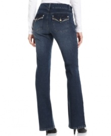 These Style&co. bootcut jeans fit your petite frame and hug your curves in all the right ways! Special seams at the back pockets create a slimming effect while a petite length provides a perfectly tailored look. These Style&co. bootcut jeans fit your petite frame and hug your curves in all the right ways! Special seams at the back pockets create a slimming effect while a petite length provides a perfectly tailored look.