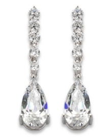 Take center stage with these head-turning CRISLU earrings featuring round- and pear-cut cubic zirconia (4-4/5 ct. t.w.) set in sterling silver with a platinum finish. Approximate drop: 1 inch. Take center stage with these head-turning CRISLU earrings featuring round- and pear-cut cubic zirconia (4-4/5 ct. t.w.) set in sterling silver with a platinum finish. Approximate drop: 1 inch.