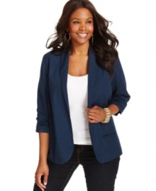 Lend sophistication to your causal style with NY Collection's plus size blazer.