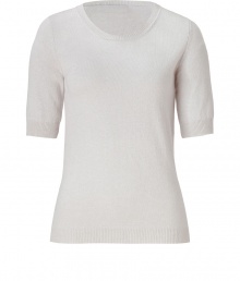 Ultra soft in cashmere with an elegant hue, Iris von Arnims 1/2 sleeve pullover is a chic and sophisticated choice - Round neckline, elbow-length sleeves, fine ribbed trim - Form-fitting - Wear with a circle skirt, heels and pristine pearls