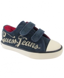 Constructed with her cuteness in mind, with hook-and-loop closures for easy on and off, these stylish low-top shoes from Guess finish her sweet looks. Constructed with her cuteness in mind, with hook-and-loop closures for easy on and off, these stylish low-top shoes from Guess finish her sweet looks.