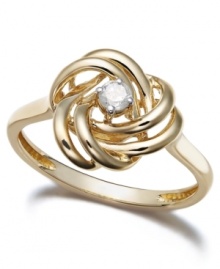 The golden touch. Swirls of 14k gold surrounding a round-cut diamond (1/10 ct. t.w.) turn Wrapped in Love's™ knot-shaped ring into a timeless piece.