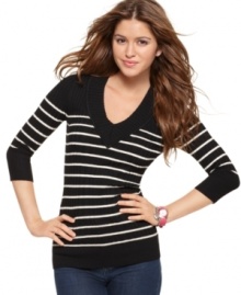 Show off those stripes with a fitted topper from Pink Rose ... pair it with jeans for casually-chic fun! Show off those stripes with a fitted topper from Pink Rose ... pair it with jeans for casually-chic fun!