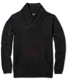 Quick! Get to your nearest fireplace! This handsome Retrofit cable knit sweater was made to lounge. Quick! Get to your nearest fireplace! This handsome Retrofit cable knit sweater was made to lounge.