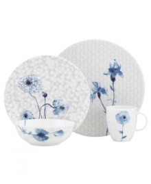 A fresh take on floral patterns, Watercolors Indigo Blue dinnerware from Lenox Simply Fine features painterly blossoms in shades of blue against lively geometric designs. Glossy bone china in crisp white adds sleek style and lasting durability to a collection of place settings that is irresistibly fun. A fresh take on floral patterns, Watercolors Indigo Blue dinnerware from Lenox Simply Fine features painterly blossoms in shades of blue against lively geometric designs. Glossy bone china in crisp white adds sleek style and lasting durability to a collection of place settings that is irresistibly fun.