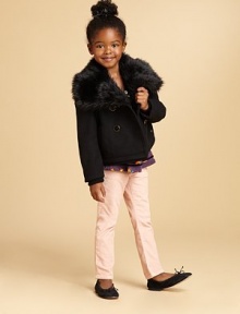 A chic, stylish topper for your Juicy princess crafted in a cozy wool-blend with a faux fur collar and side pockets for storage and little hands.Over-sized faux fur collarLong sleeves with ribbed cuffsButton-frontFront pockets80% wool/20% viscoseFully linedDry cleanImported Please note: Number of snaps/buttons may vary depending on size ordered. A chic, stylish topper for your Juicy princess crafted in a cozy wool-blend with a faux fur collar and side pockets for storage and little hands.Over-sized faux fur collarLong sleeves with ribbed cuffsButton-frontFront pockets80% wool/20% viscoseFully linedDry cleanImported Please note: Number of snaps/buttons may vary depending on size ordered.