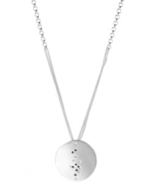 The subtle shine of crystals on this Kenneth Cole New York disc pendant add a sleek look day or night. Crafted in silver tone mixed metal. Approximate length: 24 inches + 3-inch extender. Approximate drop: 1-3/4 inches.