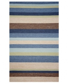 The Stripe Denim area rug is both modern in design and soft in its statement, lending a refreshing update. Neutral and cool tones make this pattern accessible to any room décor and its hand-tufted detailing makes it durable enough to withstand heavy traffic, indoors or out.