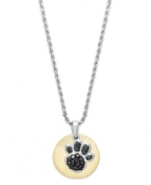 Commemorate your furry best friend. This cute pendant is crafted in sterling silver and 14k gold with sparkling black diamonds (1/6 ct. t.w.) in the shape of a paw print. Approximate length: 18 inches. Approximate drop: 5/8 inch. Commemorate your furry best friend. This cute pendant is crafted in sterling silver and 14k gold with sparkling black diamonds (1/6 ct. t.w.) in the shape of a paw print. Approximate length: 18 inches. Approximate drop: 5/8 inch.
