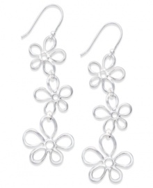 Pretty and petite, Touch of Silver's silver-plated brass earrings feature a unique daisy design. Ear wire crafted from sterling silver. Approximate drop: 1-4/5 inches. Pretty and petite, Touch of Silver's silver-plated brass earrings feature a unique daisy design. Ear wire crafted from sterling silver. Approximate drop: 1-4/5 inches.