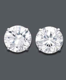 Total perfection. These stunning stud earrings feature certified, colorless diamonds (1-1/2 ct. t.w.) set in polished, 18k white gold. Approximate diameter: 6 mm. Total perfection. These stunning stud earrings feature certified, colorless diamonds (1-1/2 ct. t.w.) set in polished, 18k white gold. Approximate diameter: 6 mm.