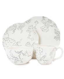 Pretty and understated, this Hydrangea place setting combines engraved florals in black and white with dainty ruffled accents. Mix and match with the rest of the Edie Rose by Rachel Bilson dinnerware collection for an impressively put-together table. Pretty and understated, this Hydrangea place setting combines engraved florals in black and white with dainty ruffled accents. Mix and match with the rest of the Edie Rose by Rachel Bilson dinnerware collection for an impressively put-together table.